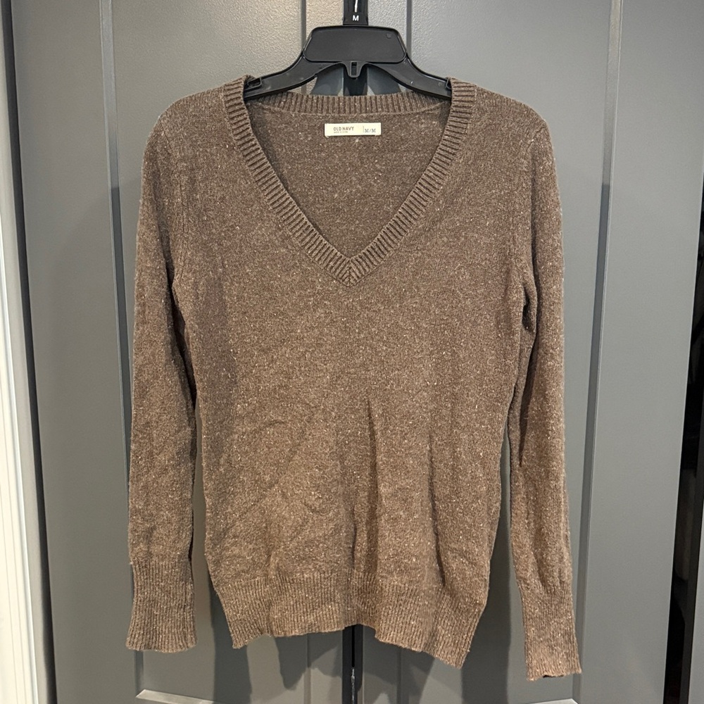 Old Navy Taupe V-Neck Sweater
